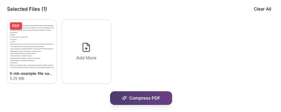 PDF compressor processing screen